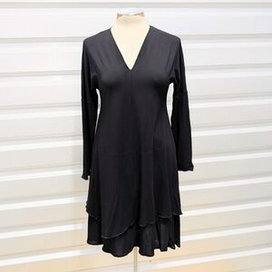 OSKA V-neck black jersey dress S